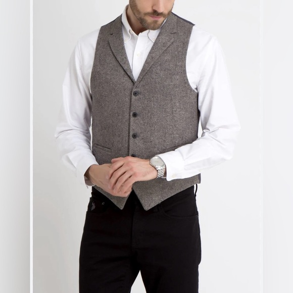 U.S. Polo Assn Wool Brown Notched Lapel Suit Vest, Size L, NWT - Picture 1 of 13